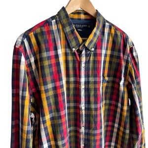 US Polo Assn Plaid Button Down Shirt Mens 2XL Colourful Check Casual Dress Shirt